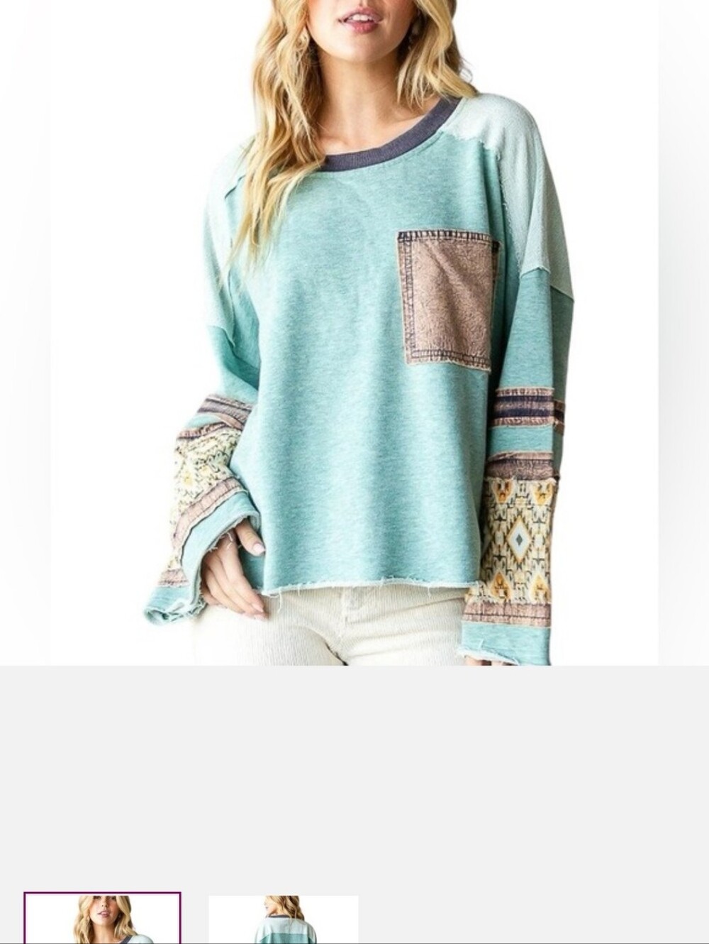 Women’s Mixed Wash Aztec Pullover Top NWT
